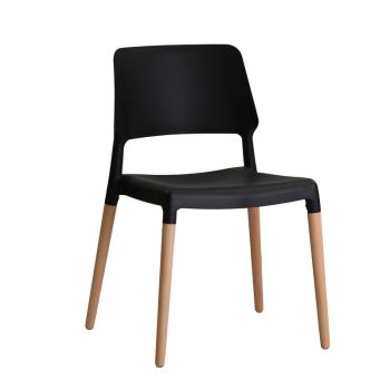 Riva Chair - Plastic/Wood - L54 x W55 x H81 cm - Black