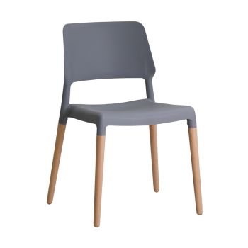 Riva Chair - Plastic/Wood - L54 x W55 x H81 cm - Grey