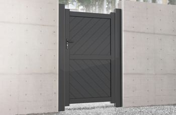 Pedestrian Gate 1000x1600mm Grey - Diagonal Solid Infill and Flat Top