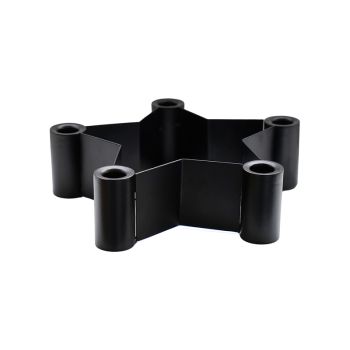 Star Shaped Centrepiece Dinner Candle Holder - Mild Steel - L25 x W25 x H7 cm - Black