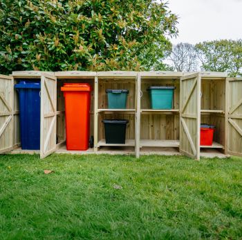 Shireburn 2 Wheelie Bin/6 Recycle Box Store - L80.4 x W319.5 x H120 cm - Fits 2x 180L or 2x 240L Wheelie Bins & 6x Recycle Boxes