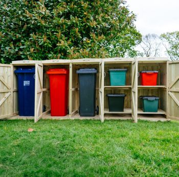 Shireburn 3 Wheelie Bin/4 Recycle Box Store - L80.4 x W330 x H120 cm - Fits 3 x 180L or 3 x 240L Wheelie Bins & 4 x Recycle Boxes