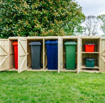 Shireburn 4 Wheelie Bin/2 Recycle Box Store - L80.4 x W342.2 x H120 cm - Fits 4x 180L or 4x 240L Wheelie Bins & 2x Recycle Boxes