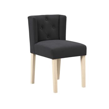 Shay Winged Indoor Dining Chair without Arms - Linen Blend/Rubber Wood - L57 x W49 x H79 cm - Anthracite/Blonde - Partially Assembled