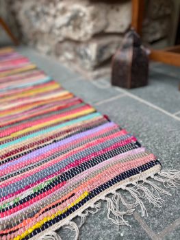 SHANTI Shabby Chic Rag Rug Flat Weave Design - L50 x W150 - Multicolour