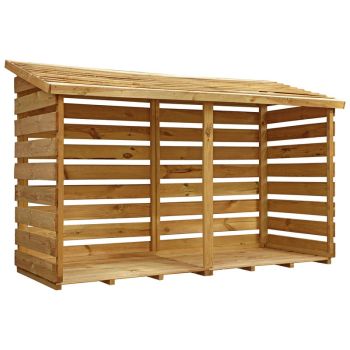 Pressure Treated Double Log Store - Timber - L81.8 x W193.6 x H126.2 cm - Brown