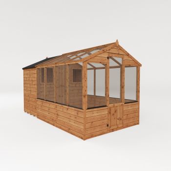 12 x 6 Feet Traditional Apex Greenhouse/Shed Combo - Timber - L367.7 x W204.1 x H205.9 cm - Brown