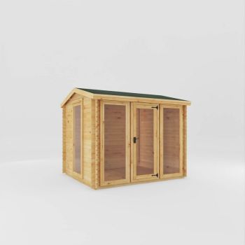 3 x 2.5 m Reverse Apex Log Cabin - 19 mm - Timber - L263.7 x W302.4 x H253.4 cm - Brown