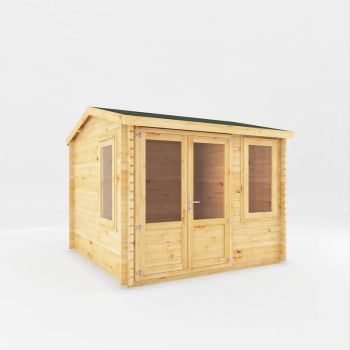 3 x 3 m Home Office Elite Log Cabin - 34 mm - Timber - L314.3 x W303.2 x H260 cm - Brown