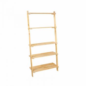 ladder design shelf unit with slatted shelves