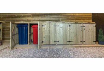 240/140L Sextet Wheelie Bin Store - L80.4 x W367 x H120 cm - Timber