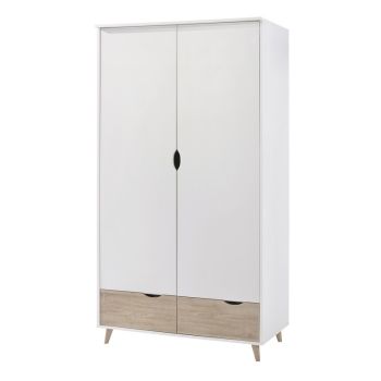 Stockholm 2 Door Wardrobe - Particle Board - L58 x W100 x H190 cm - Oak/White