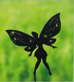 Small Fairy on Stake - Garden Ornament - Solid Steel - H30 cm - Bare Metal/Ready to Rust
