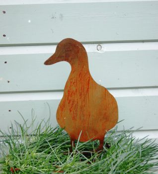 Duck - Hand Made By Traditional Forge Powder Coated Steel Garden Ornament - Steel - H30 cm - Black