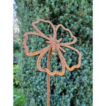 3 Feet Flowering Petal Plant Pin Garden Art (Pack of 3) - Bare Metal/Ready to Rust
