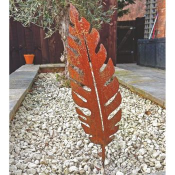 Palm Leaf Garden Art - H83.8 cm - Bare Metal/Ready to Rust