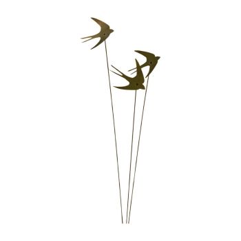 Flying Swallows Cluster Garden Art - Bare Metal/Ready to Rust - Steel - W100 x H6 cm