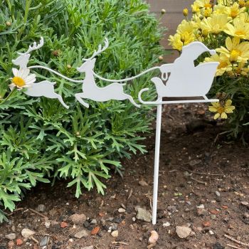 Santa Pot Pin Garden Art (Pack of 3) - H25 cm - White
