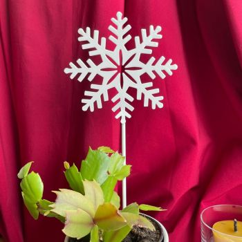 Snowflake Pot Pin Garden Art (Pack of 3) - H25 cm - White