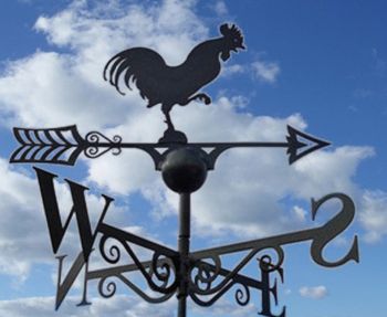 Cockerel Weathervane - Solid Steel - W61 x H88 cm - Black