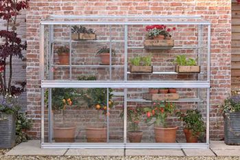 6 Feet Wall Frame/Growhouse with 6 Shelves- Aluminium/Glass - L183 x W63 x H149 cm - Smokey Grey