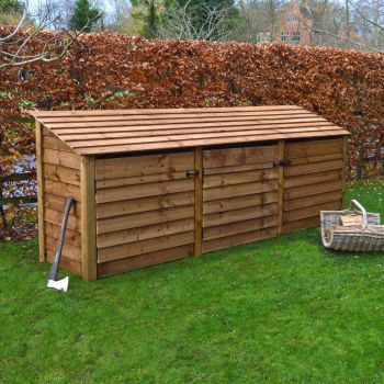 Empingham 4ft Log Store with Doors - L80 x W340 x H128 cm - Rustic Brown