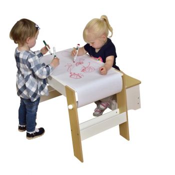Kids White & Pine Play Table and Stool