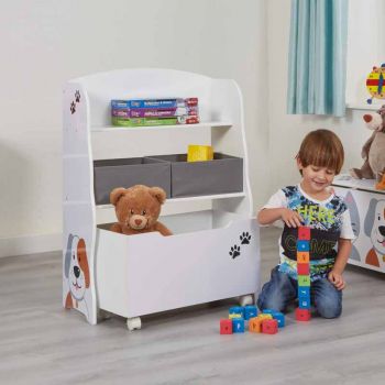 Kids Cat and Dog Storage unit with Fabric Storage Boxes/Toy