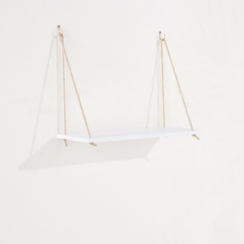 Thames Single Rope Shelf, White Effect Foil Finish