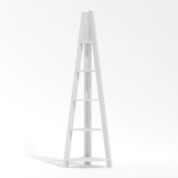 Tiva Corner Ladder Shelving - MDF - L38.6 x W38.6 x H175.4 cm - White