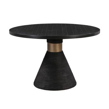 Rishi Rope Round Table - Acacia - L120.7 x W120.7 x H76.2 cm - Black