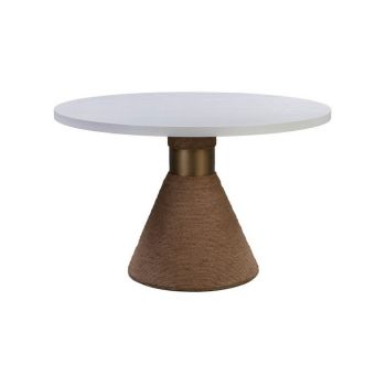 Rishi Natural Rope Round Table - Acacia - L120.7 x W120.7 x H76.2 cm - White
