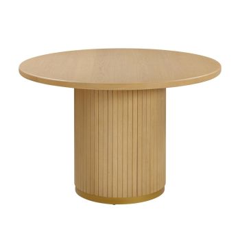 Chelsea Round Dining Table - Iron/MDF/Veneer/Wood - L119.9 x W119.9 x H76.2 cm - Natural Oak