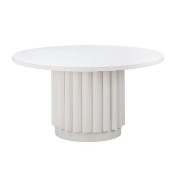 Kali 55 Inch Round Dining Table - Acacia/MDF Veneer/Metal - L140 x W140 x H76.2 cm - White