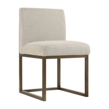 Haute Chair - Linen - L52.6 x W47.5 x H82.5 cm - Beige/Brass