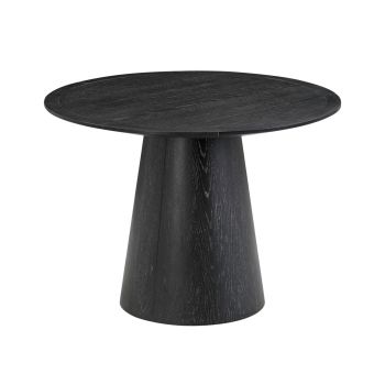 Sahara Round Dining Table - Concrete/MDF/Oak Veneer/Plywood/Rubberwood - L104.9 x W104.9 x H77 cm - Black