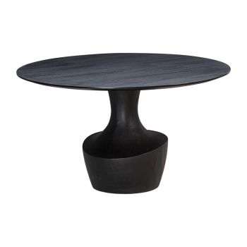 Gevra Faux Plaster Dining Table - Acacia Veneer/Concrete/MDF - L137.2 x W137.2 x H77.5 cm - Black