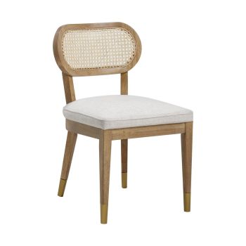 Cosette Natural Dining Chair - Fabric/Wood - L54.1 x W47 x H77.5 cm - Cream