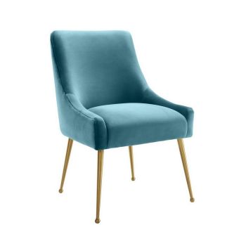 Beatrix Side Chair - Velvet/Wood - L64 x W55.9 x H85.6 cm - Sea Blue