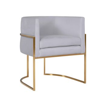 Giselle Dining Chair - Velvet - L58.9 x W62 x H69.8 cm - Grey/Gold