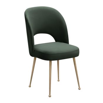Swell Chair - Velvet/Wood - L54.1 x W49 x H83.1 cm - Forest Green