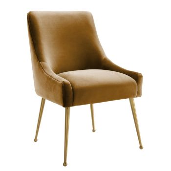 Beatrix Side Chair - Velvet/Wood - L64 x W55.9 x H85.6 cm - Cognac