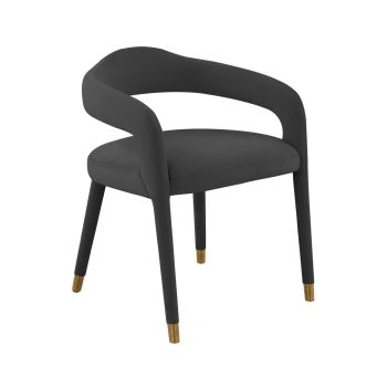 Lucia Dining Chair - Velvet/Wood - L57.9 x W56.1 x H70.1 cm - Black
