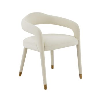 Lucia Dining Chair - Velvet/Wood - L57.9 x W56.1 x H70.1 cm - Cream