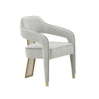 Corralis Speckled Dining Chair - Boucle/Stainless Steel/Wood - L57.9 x W57.9 x H80 cm - Grey