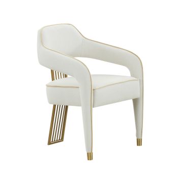 Corralis Performance Dining Chair - Linen/Stainless Steel/Wood - L57.9 x W57.9 x H80 cm - Cream
