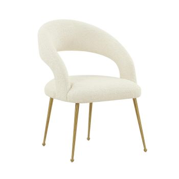 Rocco Dining Chair - Boucle/Wood - L63.5 x W59.9 x H83.8 cm - Cream