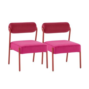 Jolene Hot Dining Chair - Set of 2 - Iron/Plywood/Velvet - L61.7 x W52.8 x H80 cm - Pink