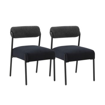 Jolene Dining Chair - Set of 2 - Iron/Plywood/Velvet - L61.7 x W52.8 x H80 cm - Black