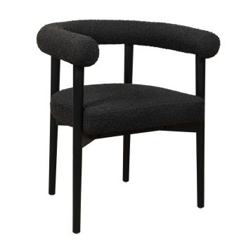 Spara Dining Chair - Boucle/Wood - L56.4 x W64.5 x H72.1 cm - Black